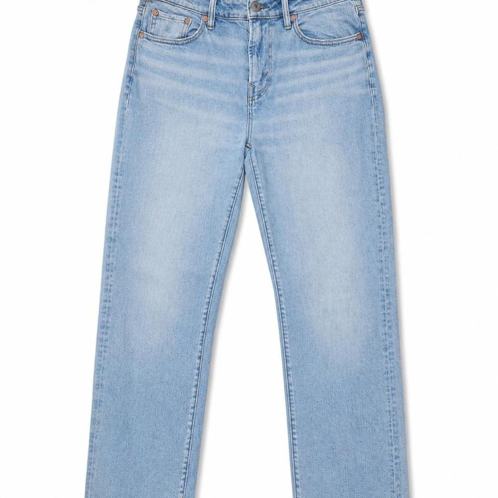 American Eagle Light Wash High Rise Straight Leg Jeans 30x30